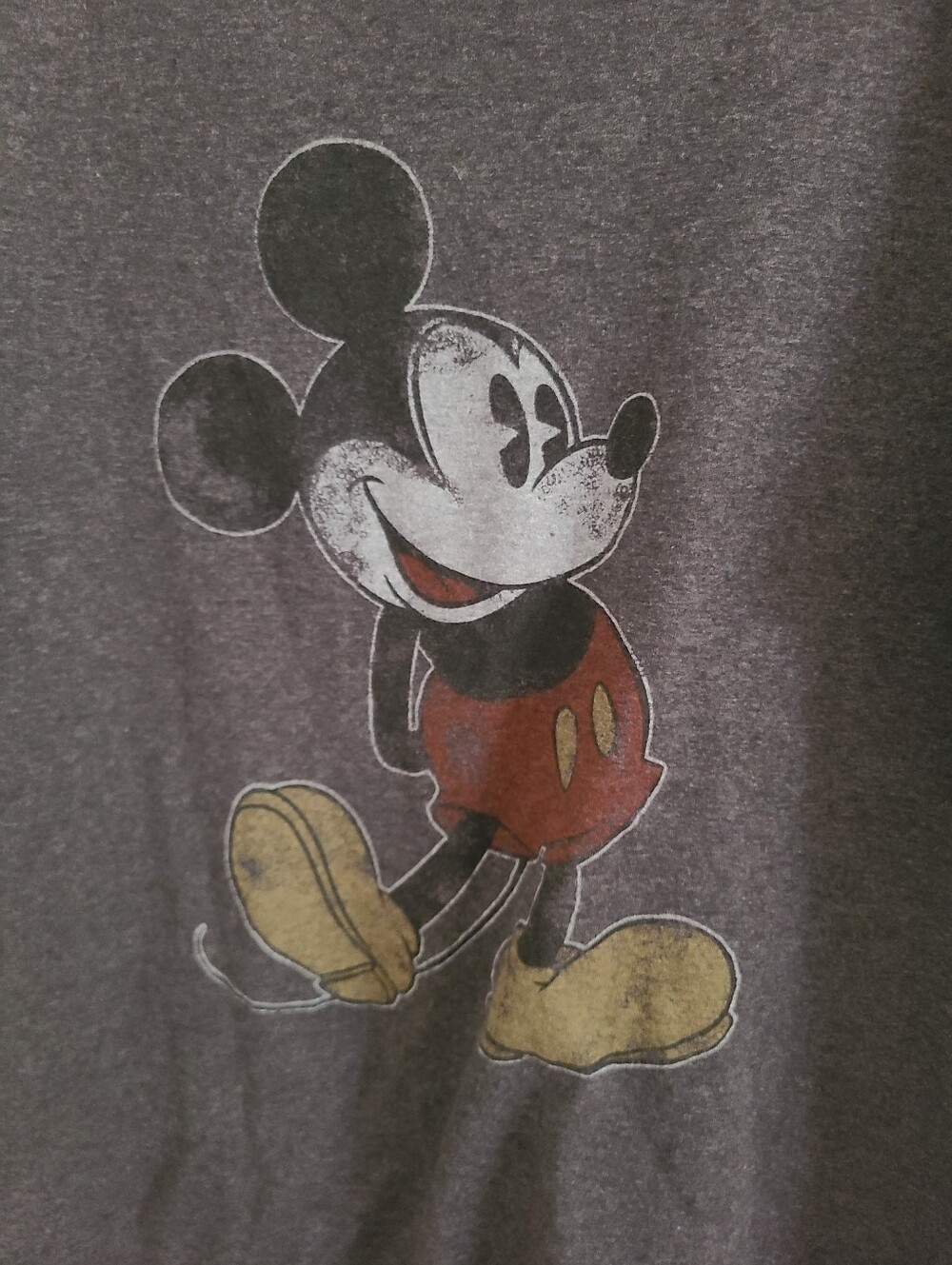 Disneyland Vintage Mickey Mouse Graphic Ringer Tee - Gray with Black Trim Small - Picture 2 of 4